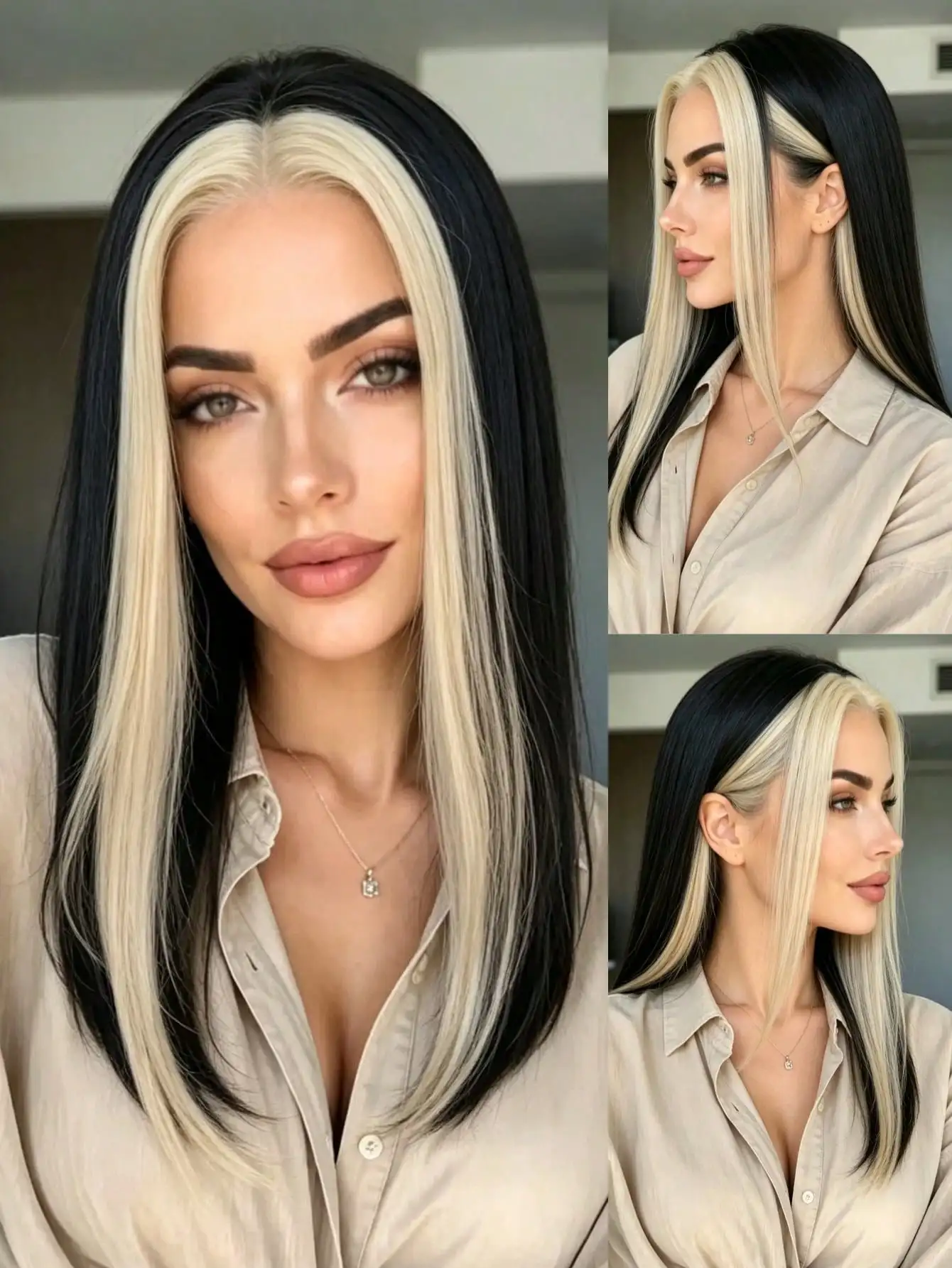 150 Density Black Highlight Blonde Straight Lace Front Wigs Human Hair Wig Natural Looking 13x4 HD Lace Front Wigs Pre Plucked with Baby Hair for Women Highlight Colored Glueless for Daily Wear For Halloween Use