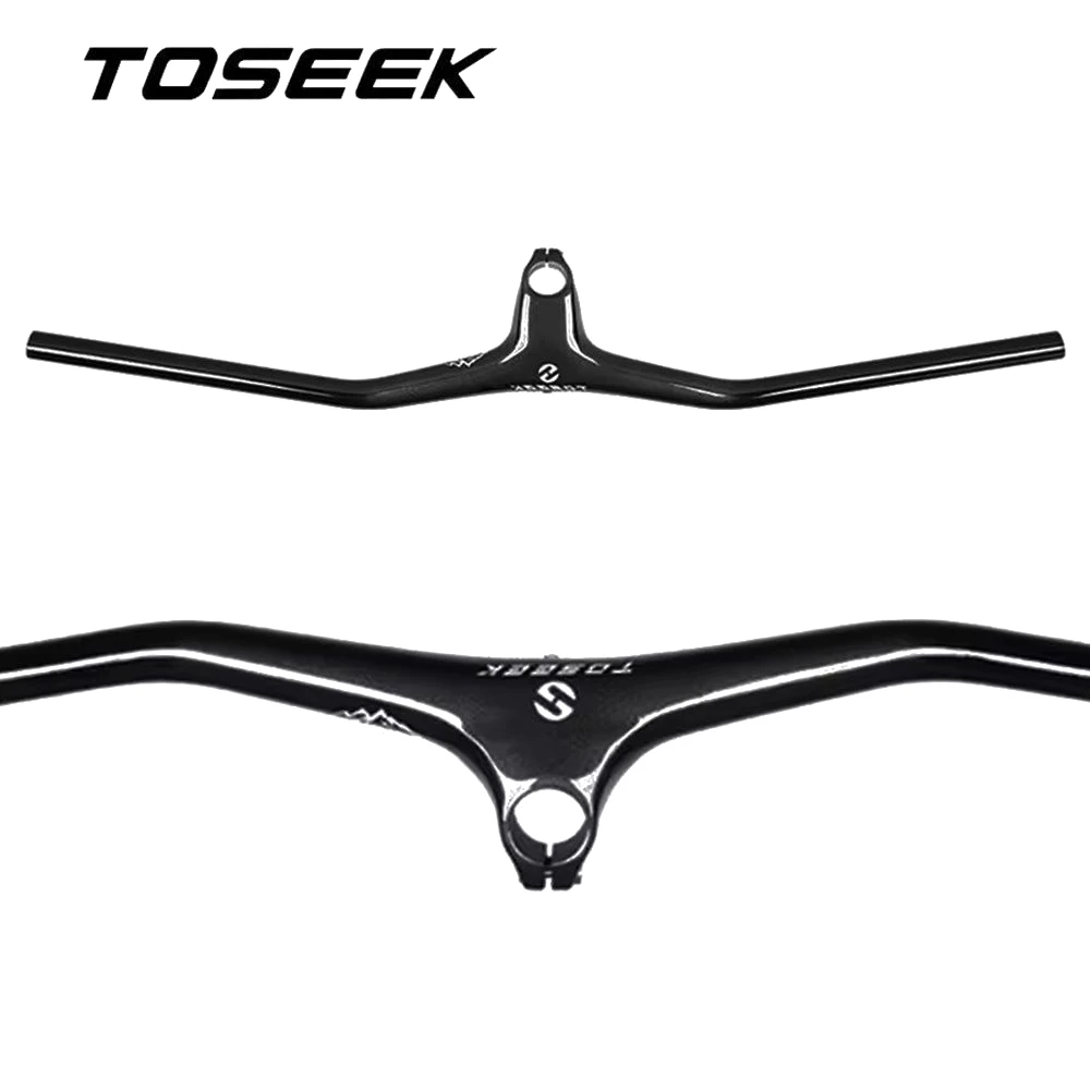 

TOSEEK T800 Встроенный руль из углеродного волокна для горного велосипеда с выносом 1-1/8 дюйма, MTB велосипед XC, руль одной формы, глянцевый черный