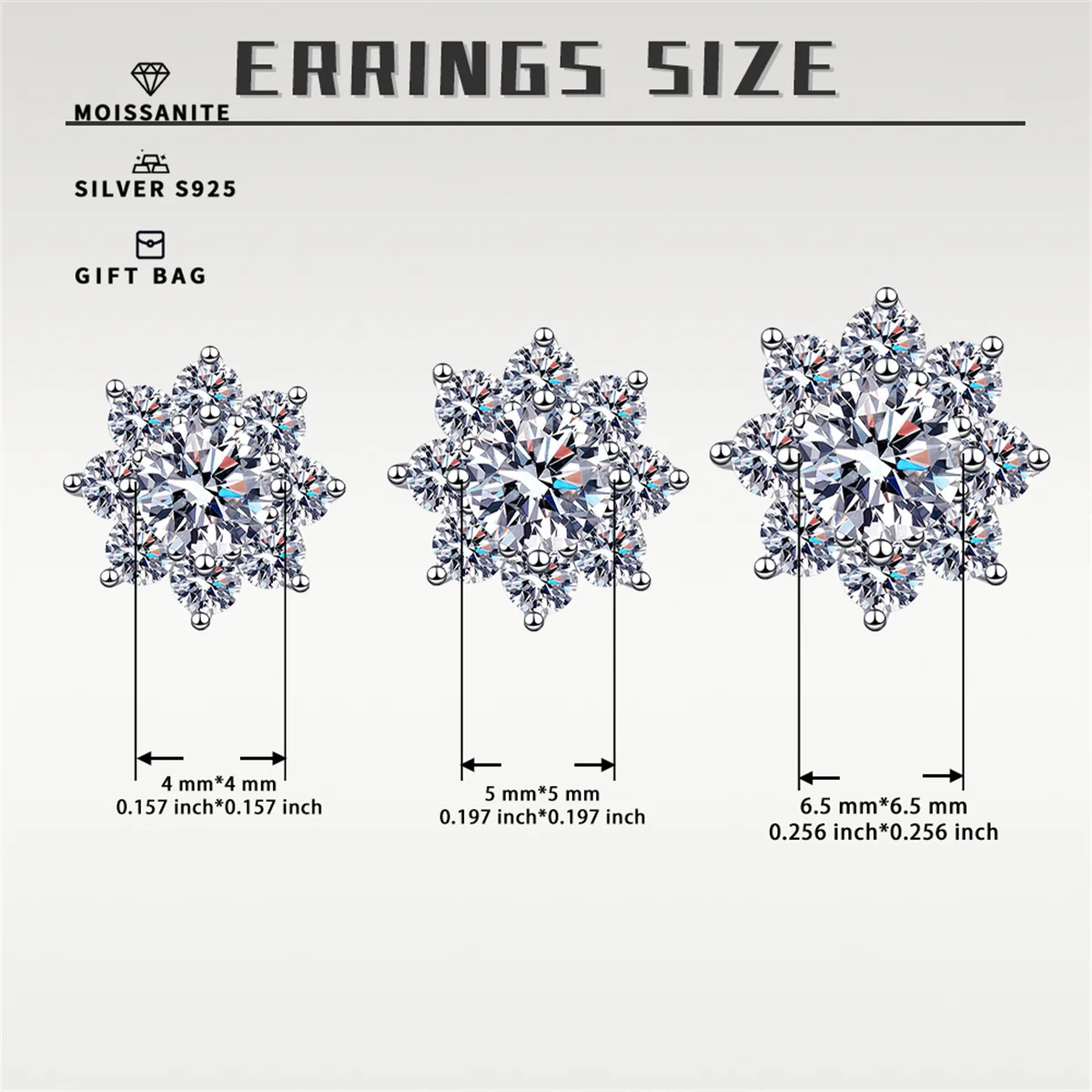 A pair of S925 silver Platinum plating White GRA Moissanite sunflower earrings for women's fine jewelry elegant style wedding