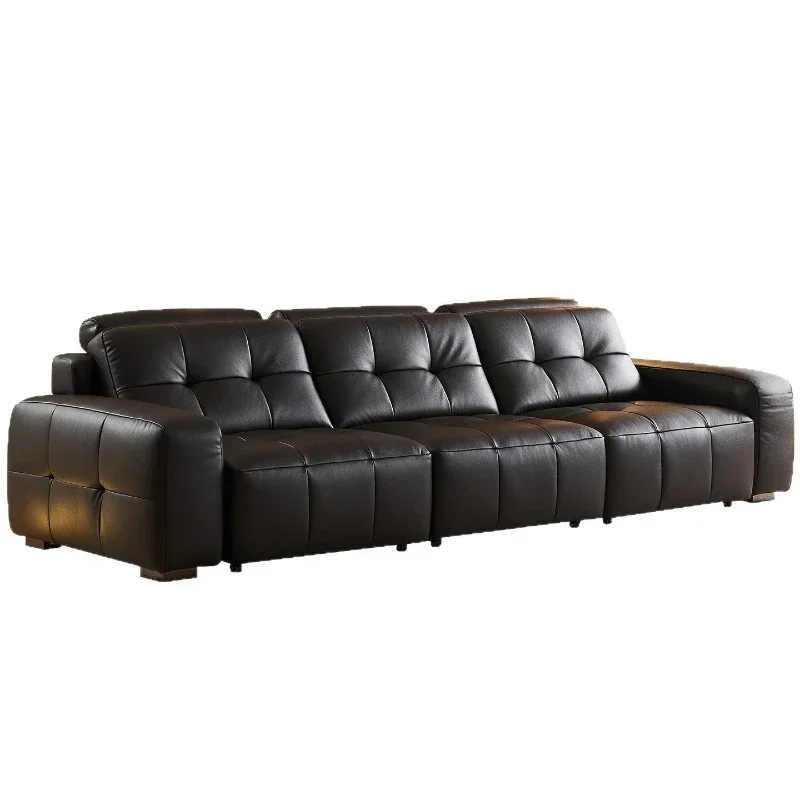zero against the wall size apartment lying flat Lawrence first layer cowhide electric sofa bed