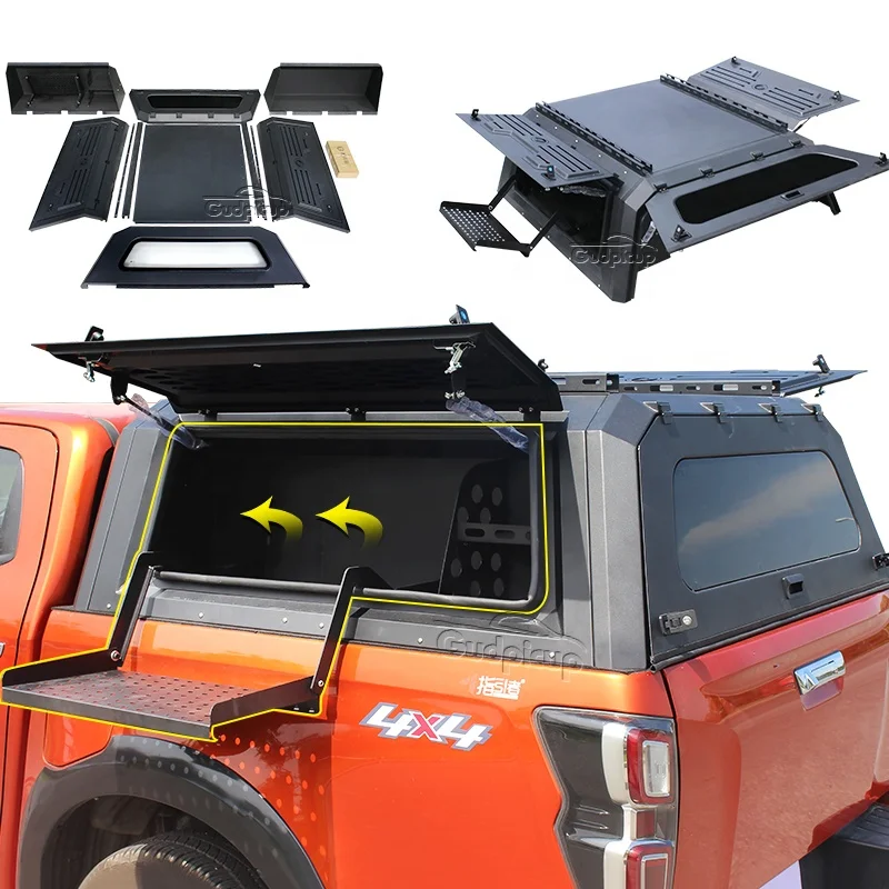 4x4 Steel Single Dual Pickup Truck Bed Hardtop Topper Canopy for Chevy Silverado 1500 GMC Sierra