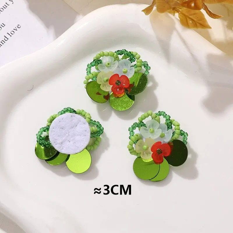 Green Glass Beads Beaded Cluster Flower Embellishment 4pcs Wholesale DIY Sewing Bouquet Button Hole Shoes Decoration Accessory