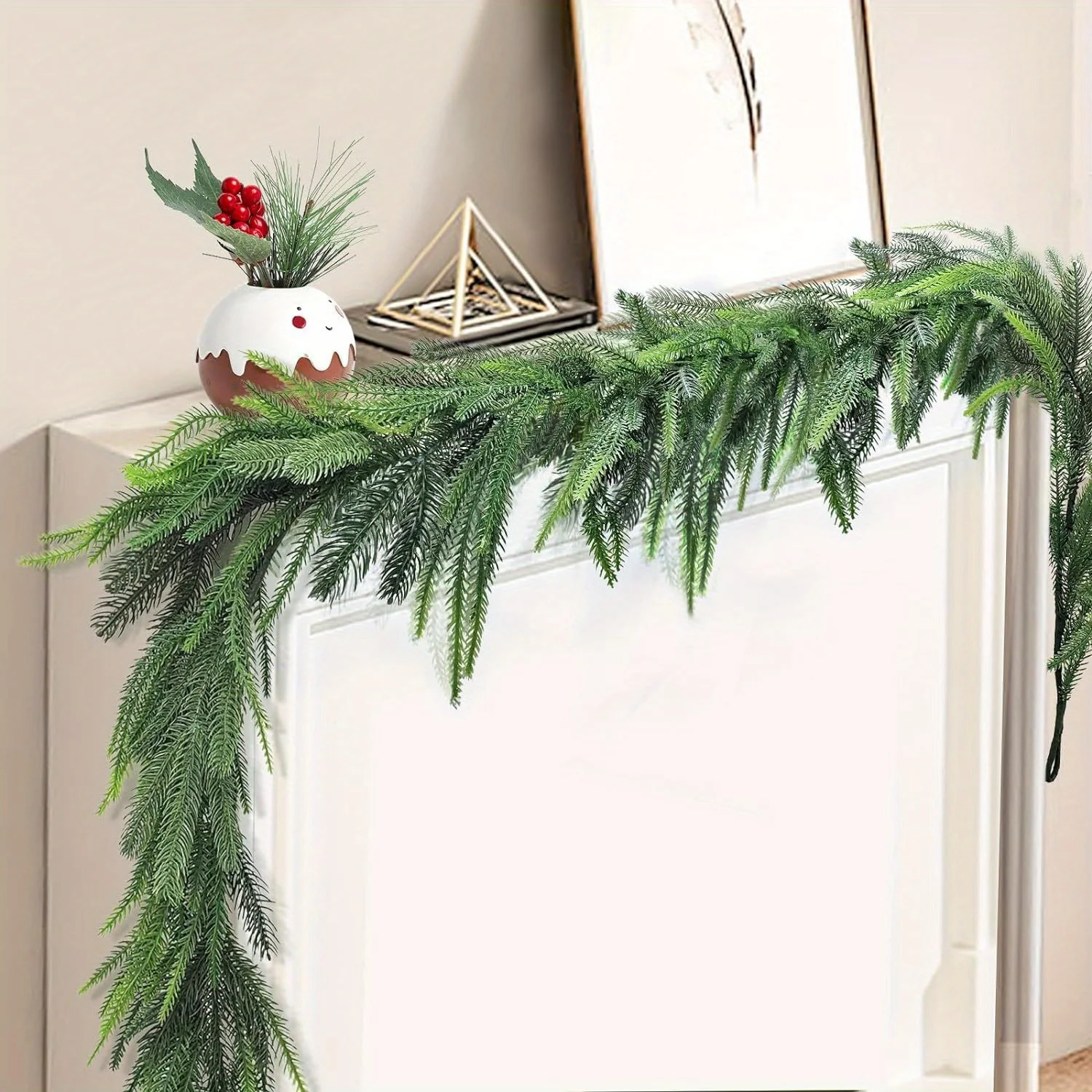

8.86ft Artificial Norfolk Pine Christmas Garland - Real Touch Faux Greenery Holiday for Christmas and New Year Decorations