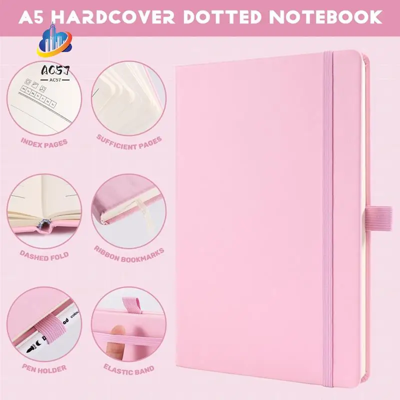 AC57-A5 Hardcover Dotted Journal Notebook With 184 Numbered Pages,Dotted Journaling Kit For Beginner