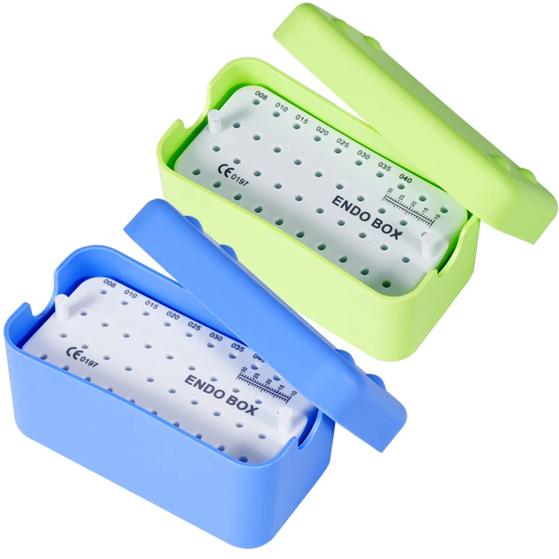 Dental Endo Files Holder 40 Holes Disinfection Box with Ruler Diamond Burs Drills Cleaning Stand Sterilization Case