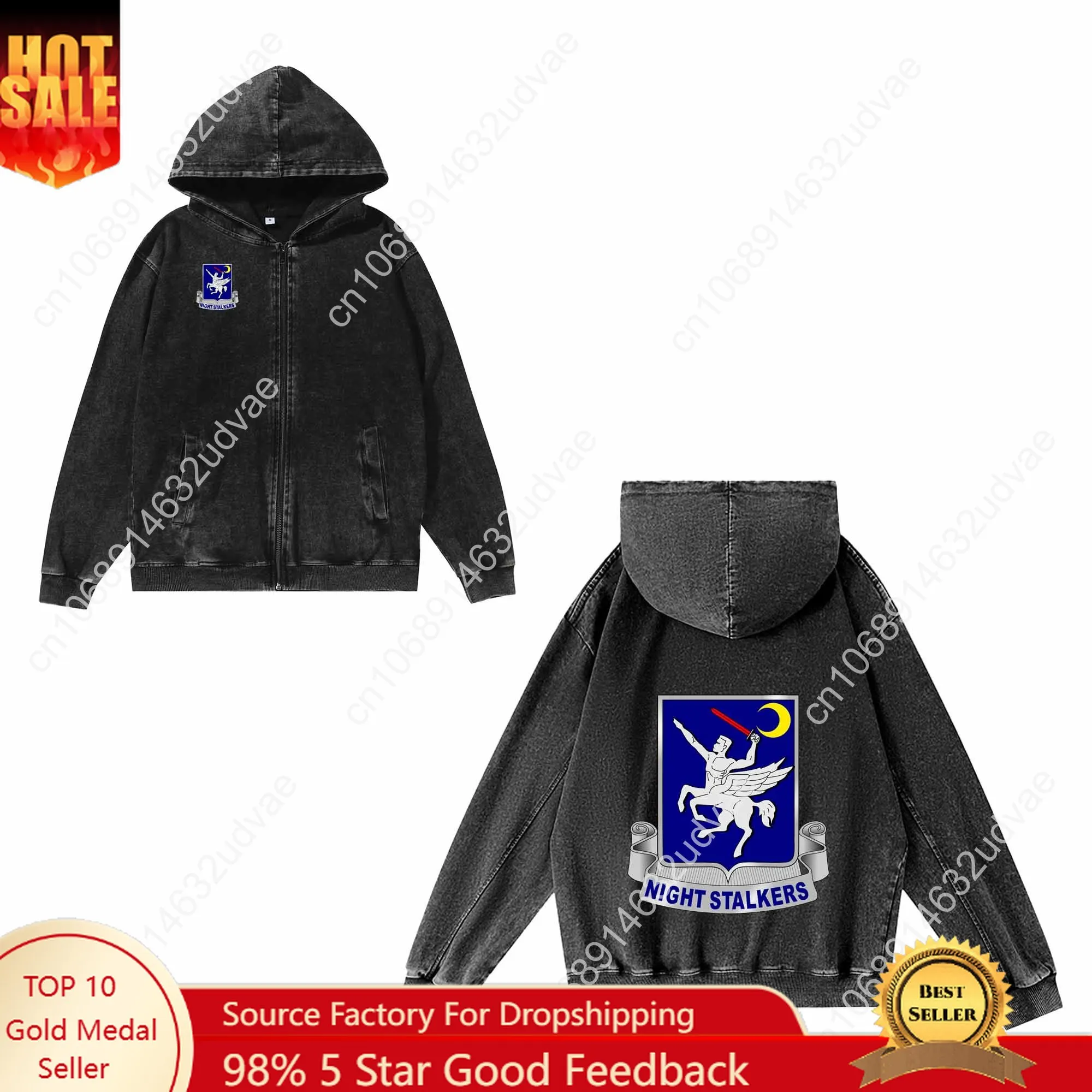 

160th SOAR Nightstalkers Patch DUI Zipper Sweatshirt Man Woman Teenager Retro Hoodies Pullover Sweat Shirt Full Zip Jacket Tops