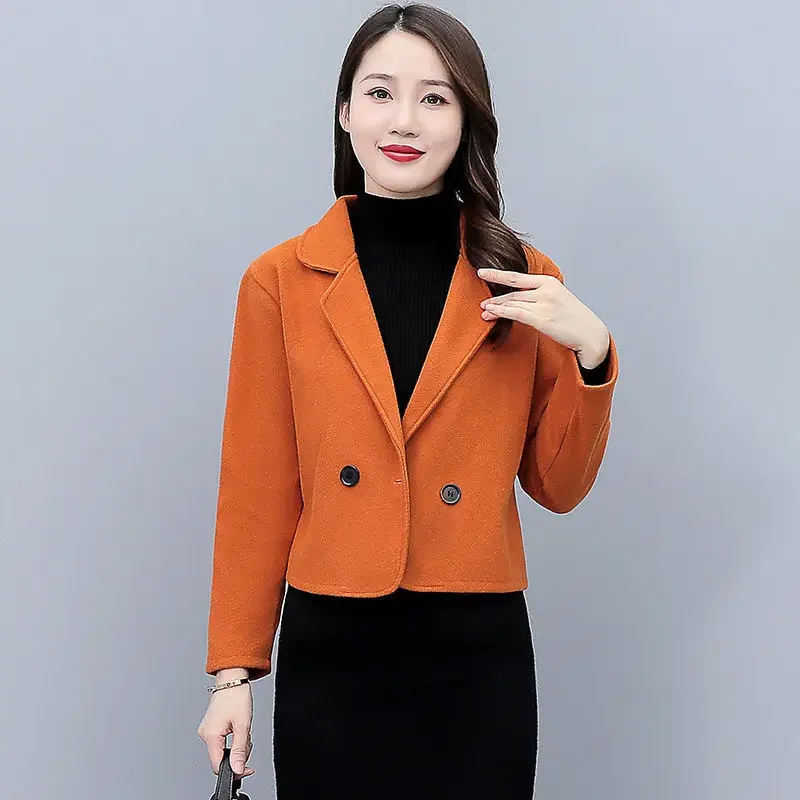 

Jacket 2023 Autumn Winter New Woolen Coat Women's Fashion Korean Jackets Slim Suit Collar Short Outerwear Female Overcoat E868