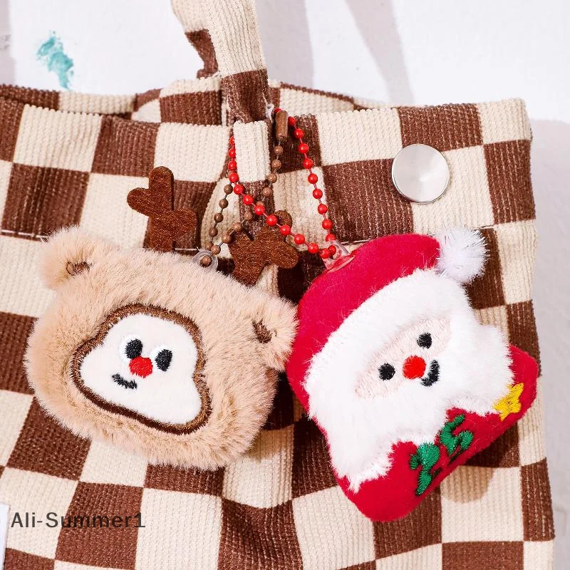 【E】Christmas Plush Ornament Cute Santa Claus Snowman Stars Keychain Portable Bag Pendant Backpack Hanging Decor Gift For Friends