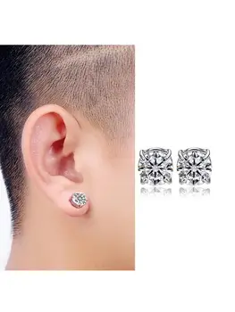 4-10對時尚男士龐克十字方形鋯石不銹鋼磁鐵假耳環套裝 6 最佳銷售 男士假耳環 - №3