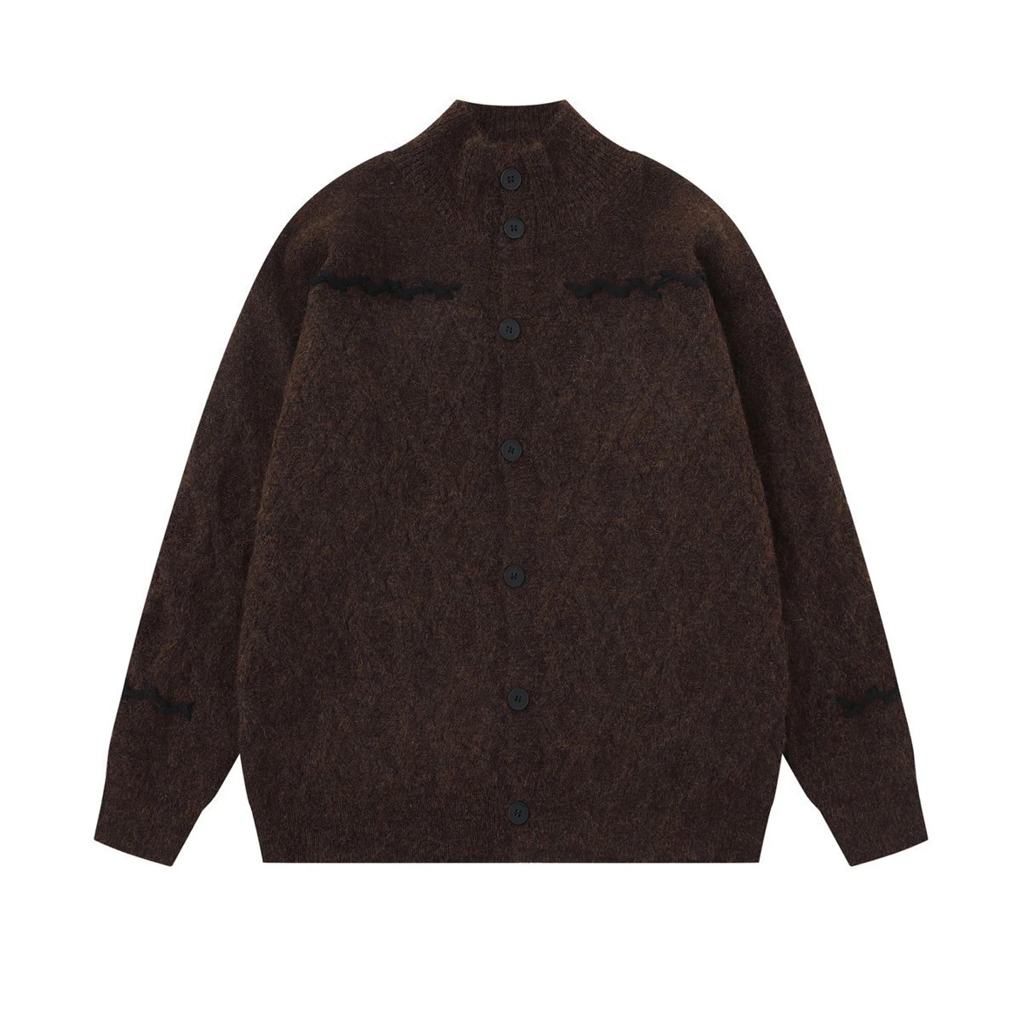 2025 Autumn Winter Season American Retro Style Diamond Check Gray Sweater Men's Loose Casual Soft Green Brown Knitted Cardigan