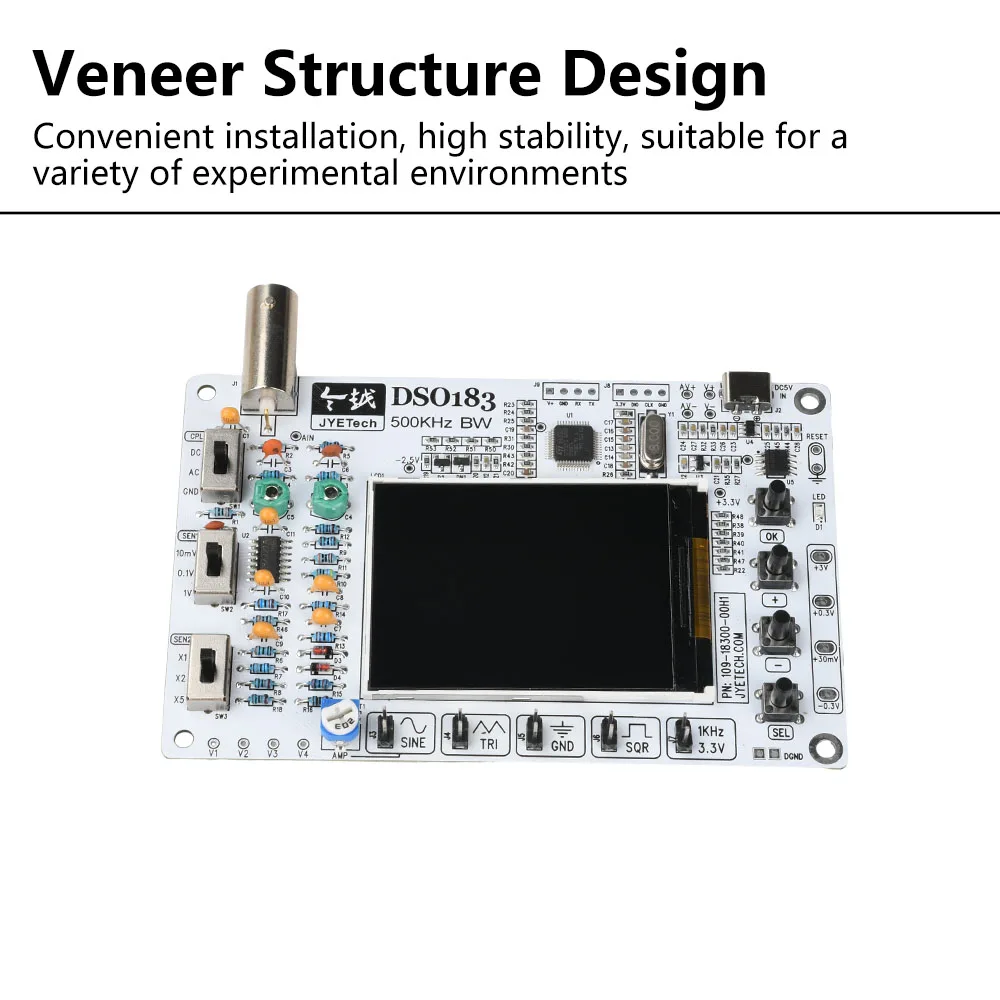 DC 5V DSO183 Digital Oscilloscope DIY Loose Parts Teaching Practical Training Electronic Production Kit 0-500KHz TypC Interface