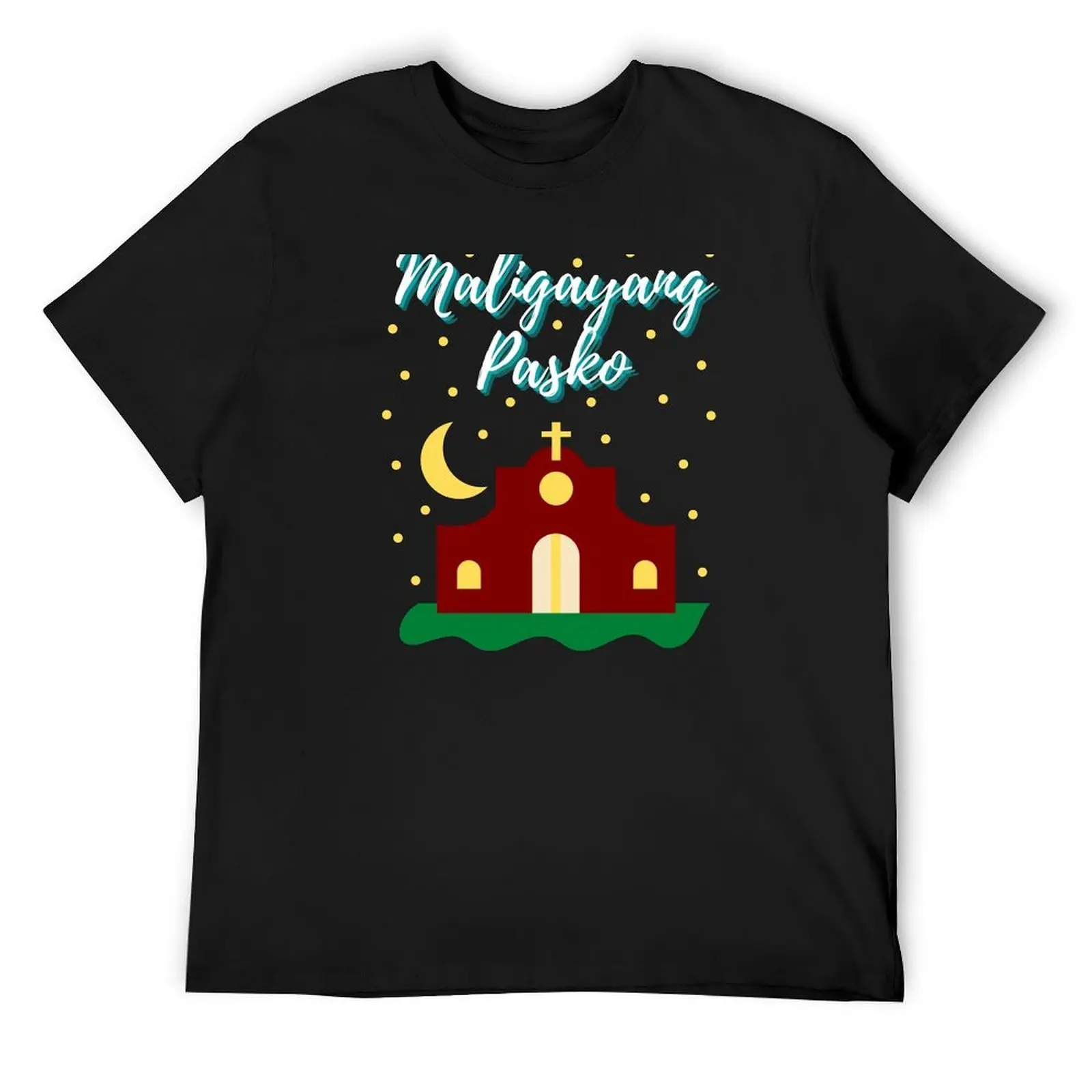 

Merry Christmas Maligayang Pasko with Church- Filipino Christmas T-Shirt cute clothes t shirt for men