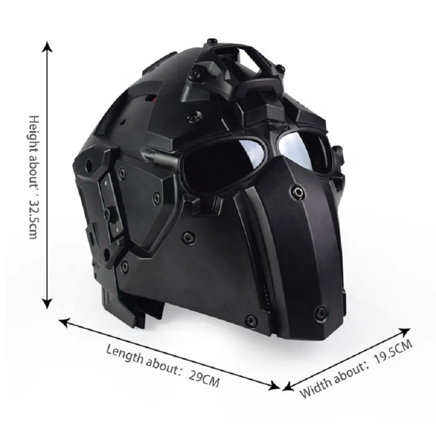 Multifunction Full Mask CS Game Tactical Motorcycle Safe Helmet with ARC Side Rails Shroud NVG Mount