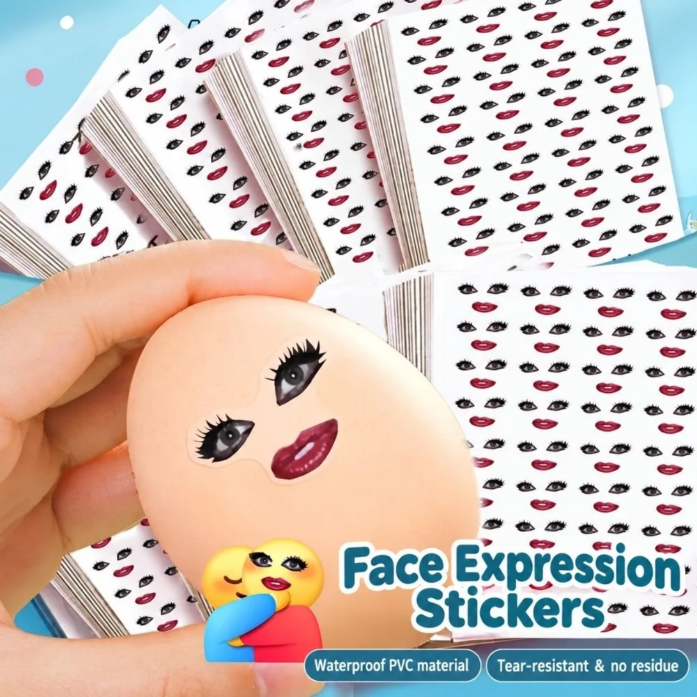 PVC Big-eyed Red-lipped Expression Sticker Waterproof Abstract Pattern Abstract Face and Red Lip Expression Stickers