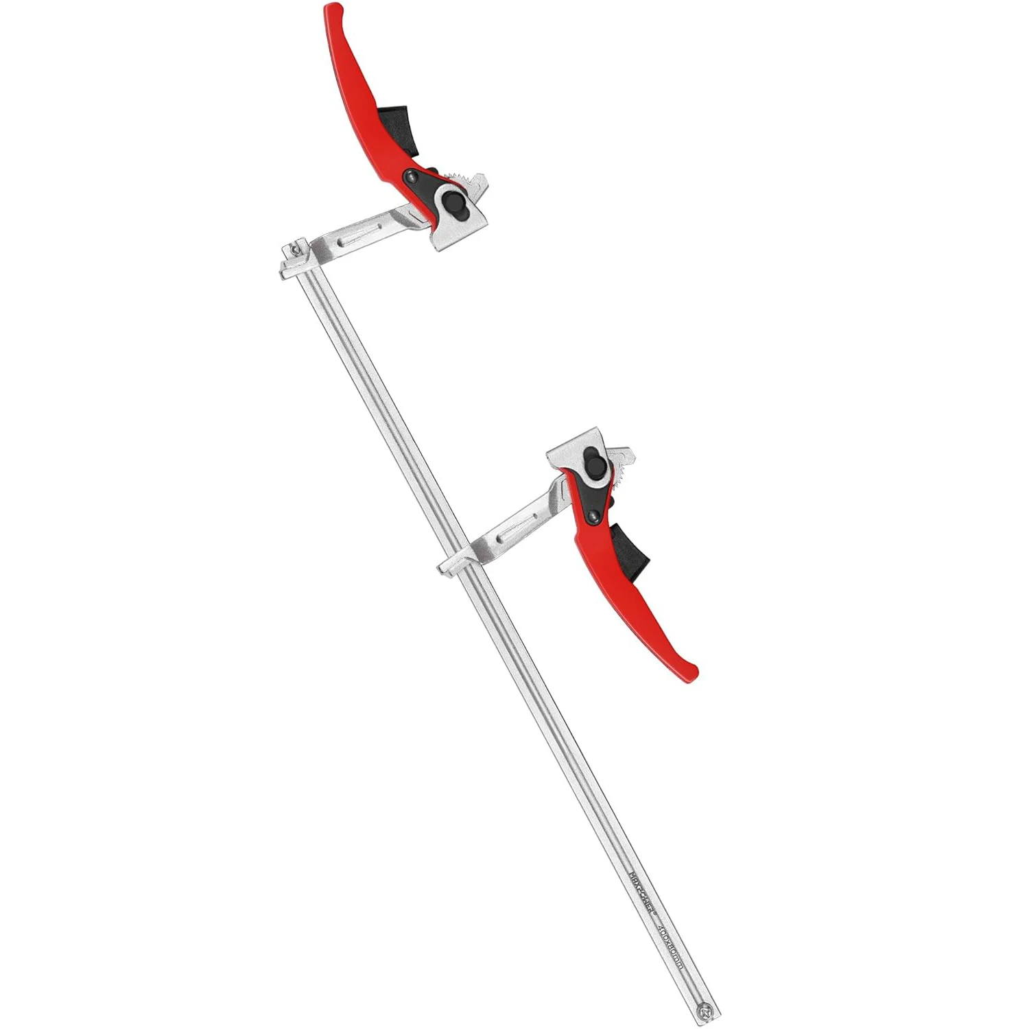 

Ratcheting F Clamp Heavy Duty Black Steel Shaft 705 lbs Clamping Force 15 3/4 Inch Opening Sliding Limbs Woodworking Tool