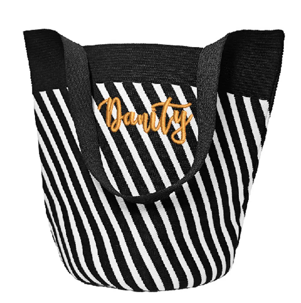 Personalized Bucket Bag 2025 Colorful Large Capacity Custom Name Soft Strap Embroidered Lunch Bag New Fashion Top Handle Basket