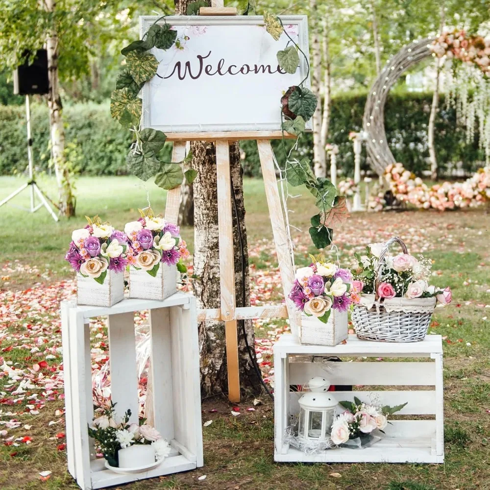 12 مجموعة من صناديق زراعة المكعبات الخشبية مع بطانات قابلة للإزالة ورغوة الأزهار لديكور المنزل والزفاف في الحديقة #5