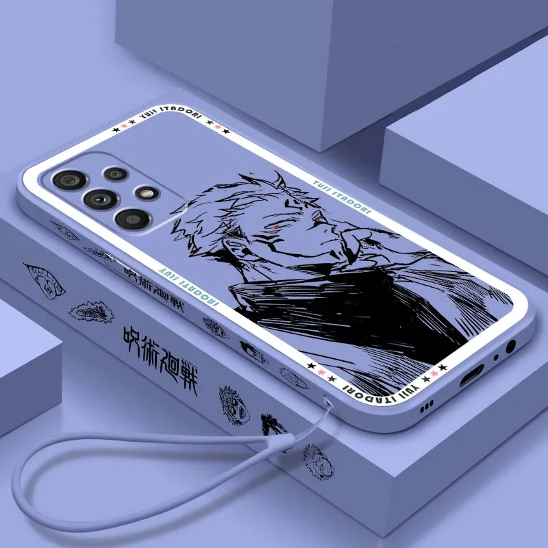 Anime Comics Jujutsu Kaisen Phone Case For Samsung 20 10 A72 A71 A56 A55 A54 A53 A52 A51 A42 A41 A36 A35 A34 Liquid Left Rope