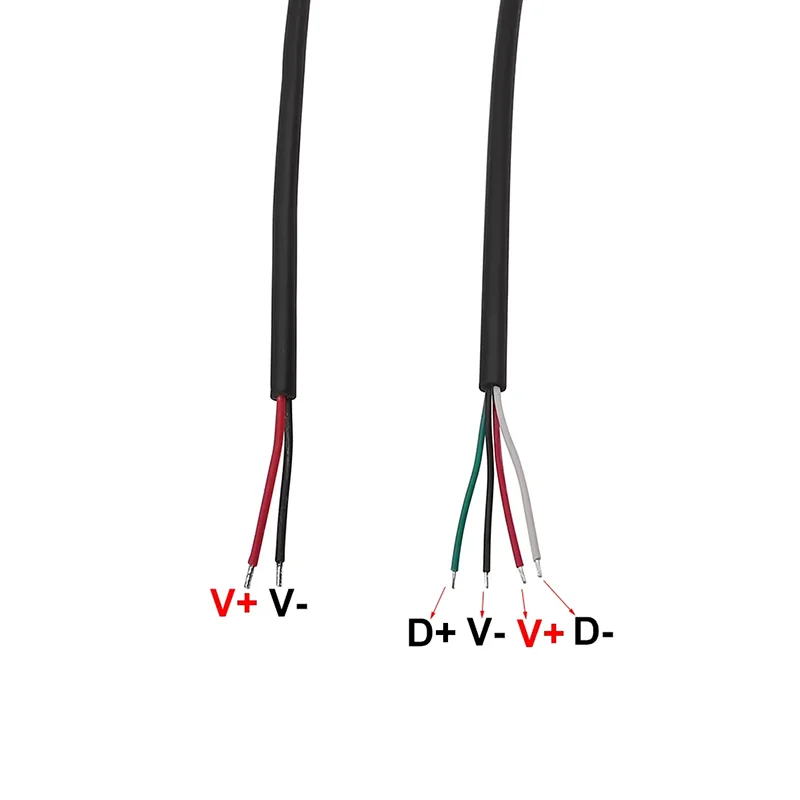 USB Type C 1/2m Male Female  2 Pin 4 Pin Wire Power to Bare Open End Charging Cable Plug Extension Connector E2