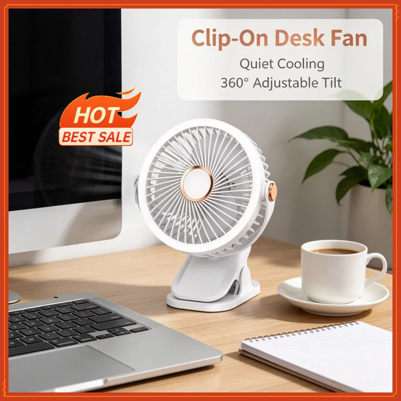 Camping Fan Rechargeable Desktop Portable Air Circulator Wireless Ceiling Electric Fan With LED Light Clip-on Home Fan 8000mAh