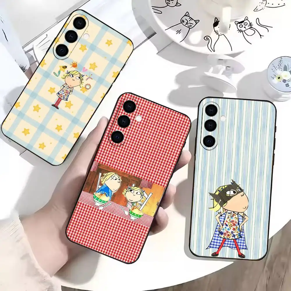 Cartoon C-CHARLIE AND LOLA  Phone Case For Samsung Galaxy A73,A72,A71,A70,A53,A52,A51,Soft Silicone Black Cover