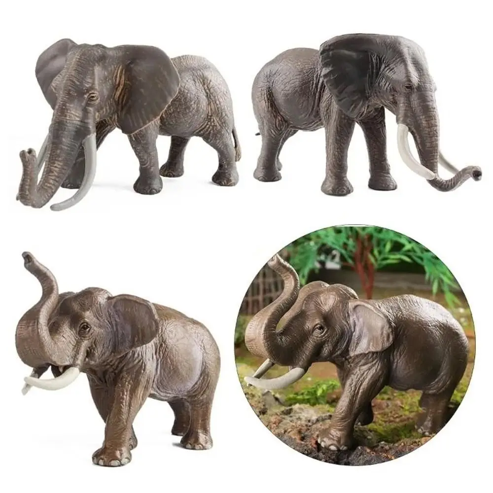 Wild Large Elephant Figurine Plastic Handmade Mini Animal Statue Realistic Elephant Desktop Ornament Children Cognitive Toys