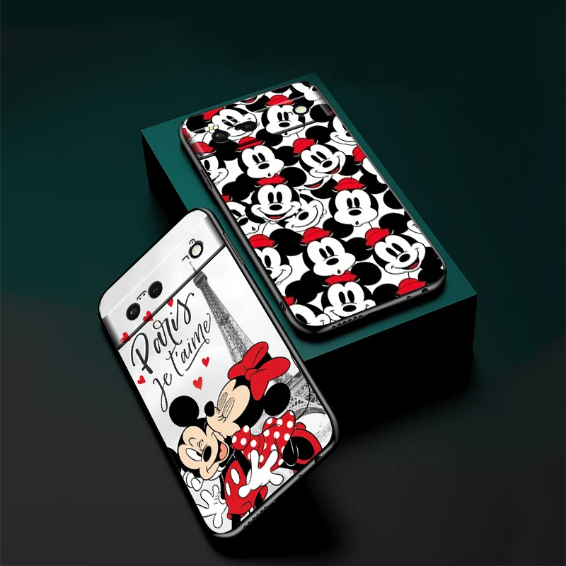 Funda de teléfono de Mickey y Minnie, carcasa suave negra para Google Pixel 8, 7 Pro, 6 Pro, 6A, 5A, 5, 4, 4A XL, 5G, Nueva York