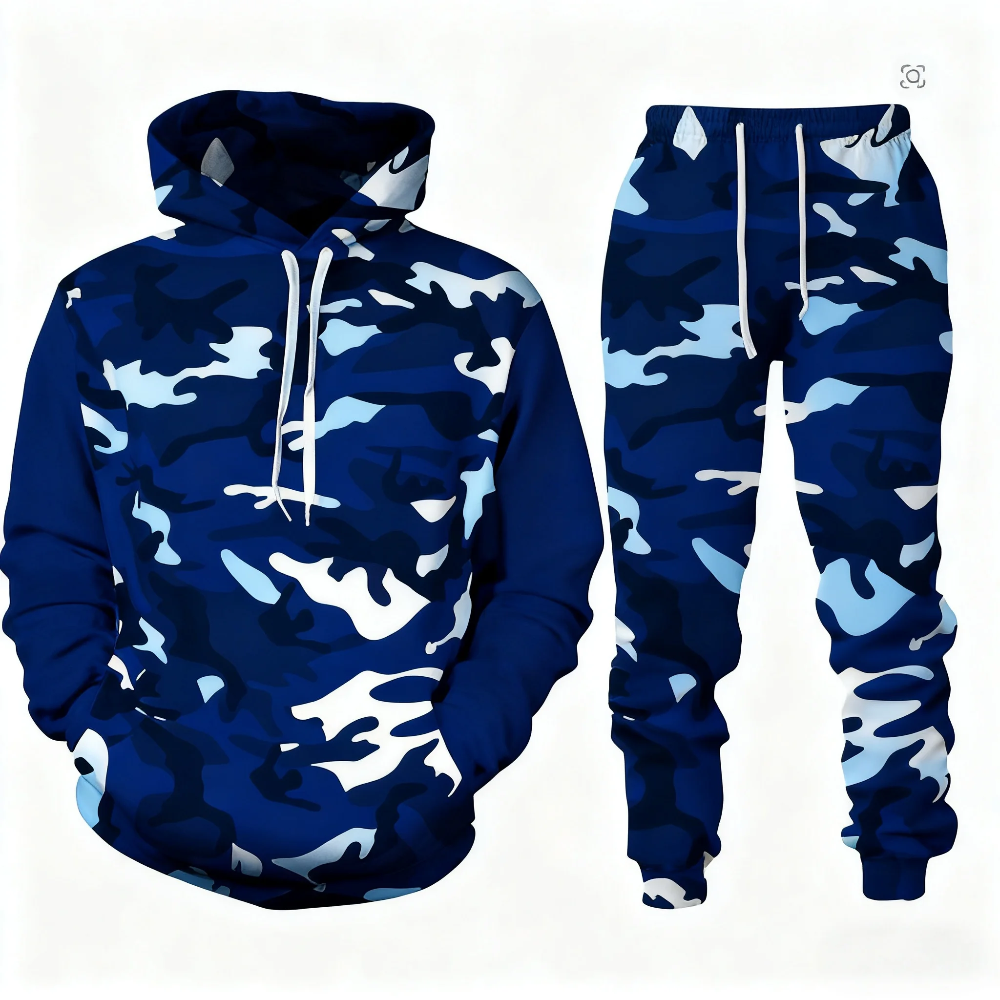 2026 카모플라주 후디 투피스 후디 팬츠 세트 산타클로스 3D 프린트 세트 남녀 패션 후디+팬츠 조깅 슈트