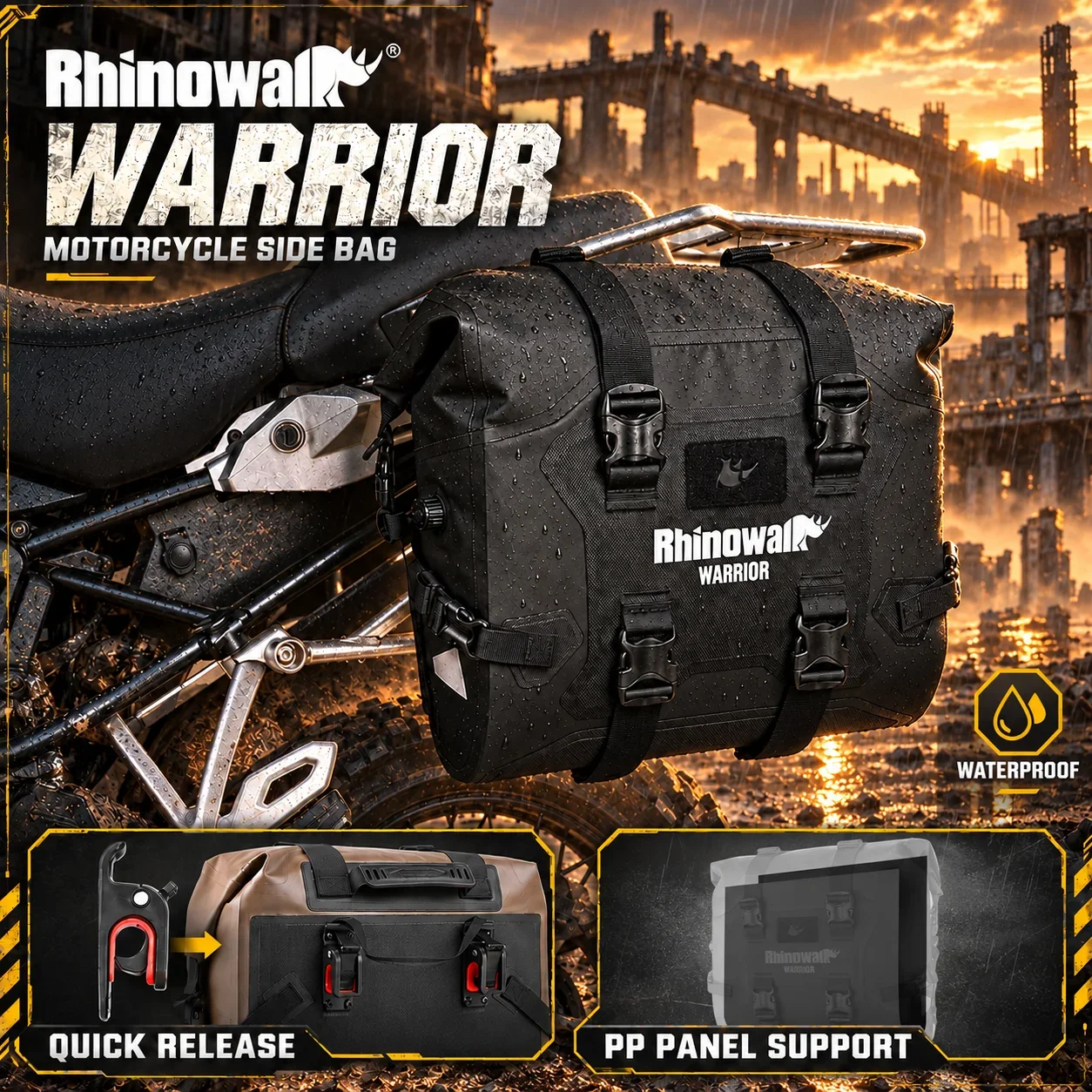 Rhinowalk Motorcycle Quick Release Side Bag Waterproof 24L Motorcycle Saddle Bag Universal Fit Motorbike Accessories 1 Or 2PCS