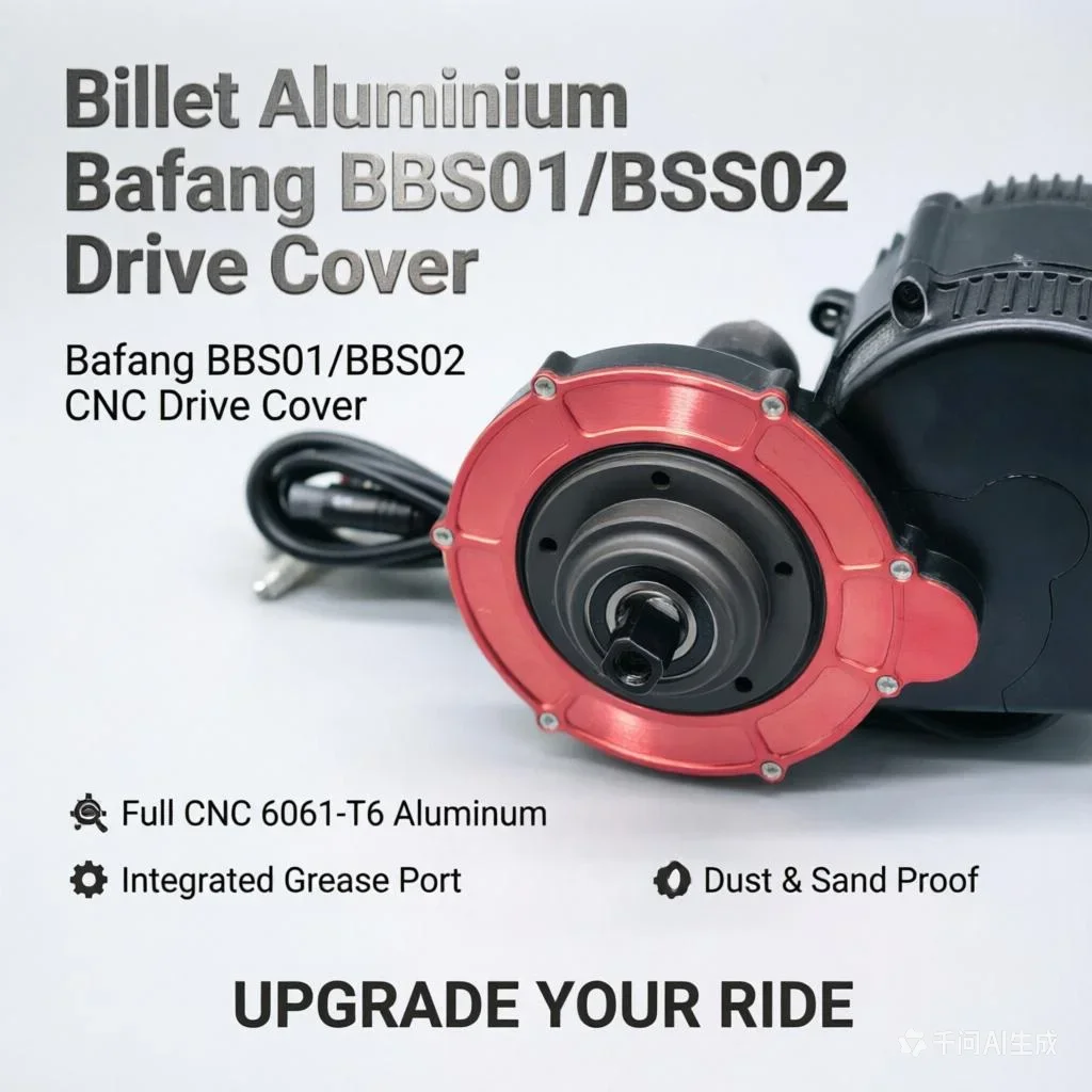 Billet Aluminium Drive Cover for Bafang BBS01 BBS02 Electric Bike Conversion Kit - Lightweight Durable Cycling Accessory