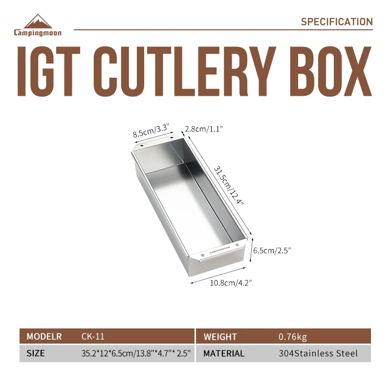 

CAMPINGMOON CK-11 Outdoor Camping Travel Picnic Cutlery Utensil Stainless Steel Food Container Vegetable Box