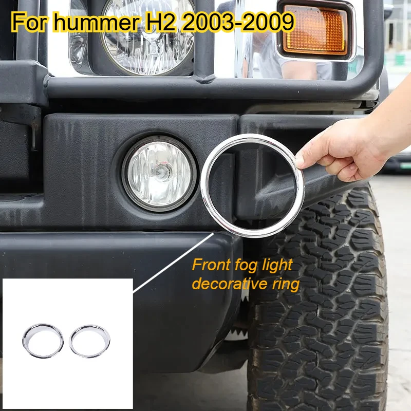

Fit For Hummer H2 2003-2009 Car Styling ABS Silver/Black Car Front Fog Lamp Trim Ring Cover Sticker Car Exterior Accessories
