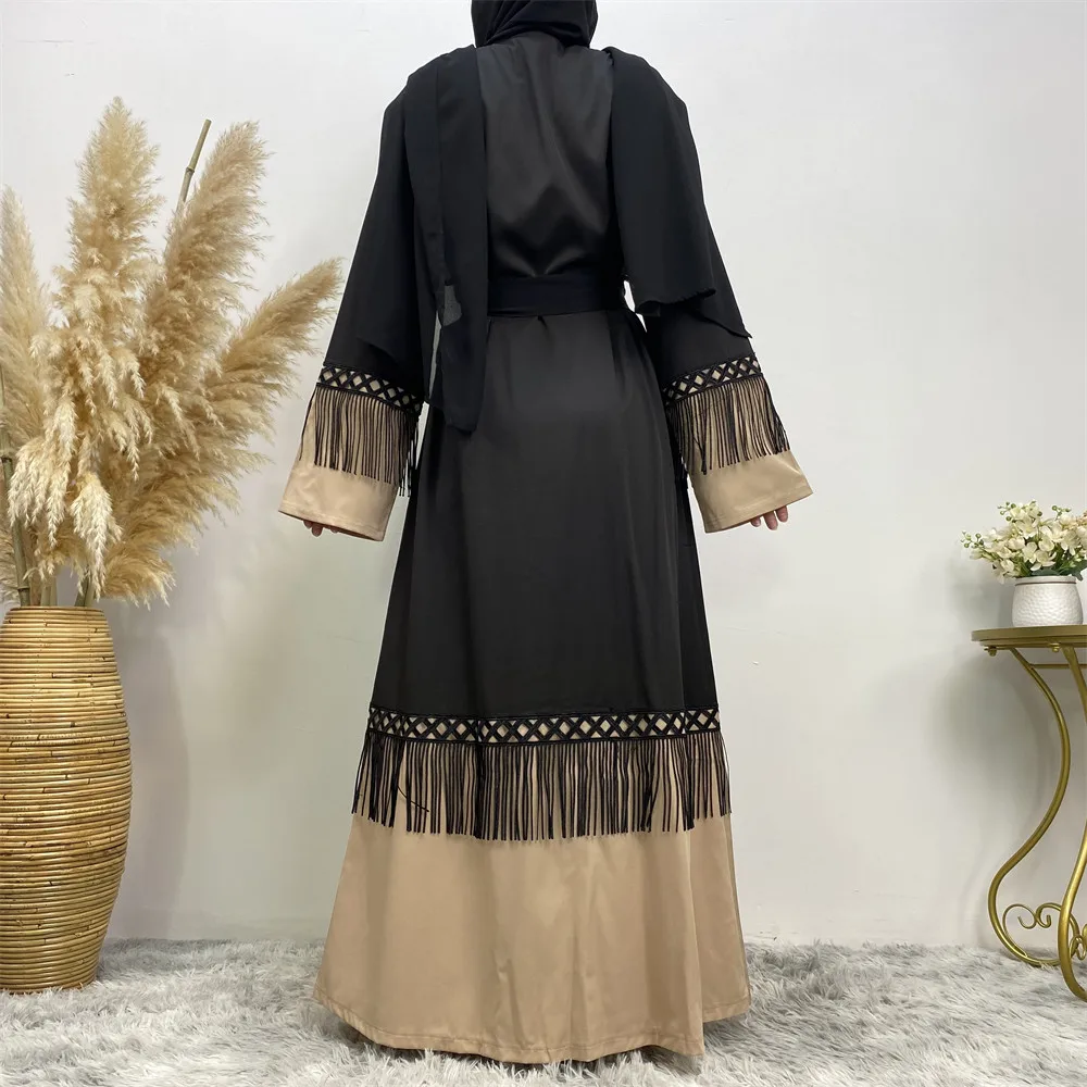 New Muslim Ramadan Flow Sue lace patchwork long dress for women Dubai Turkish fashion zipper dress Abaya Arab Islamic loose eleg