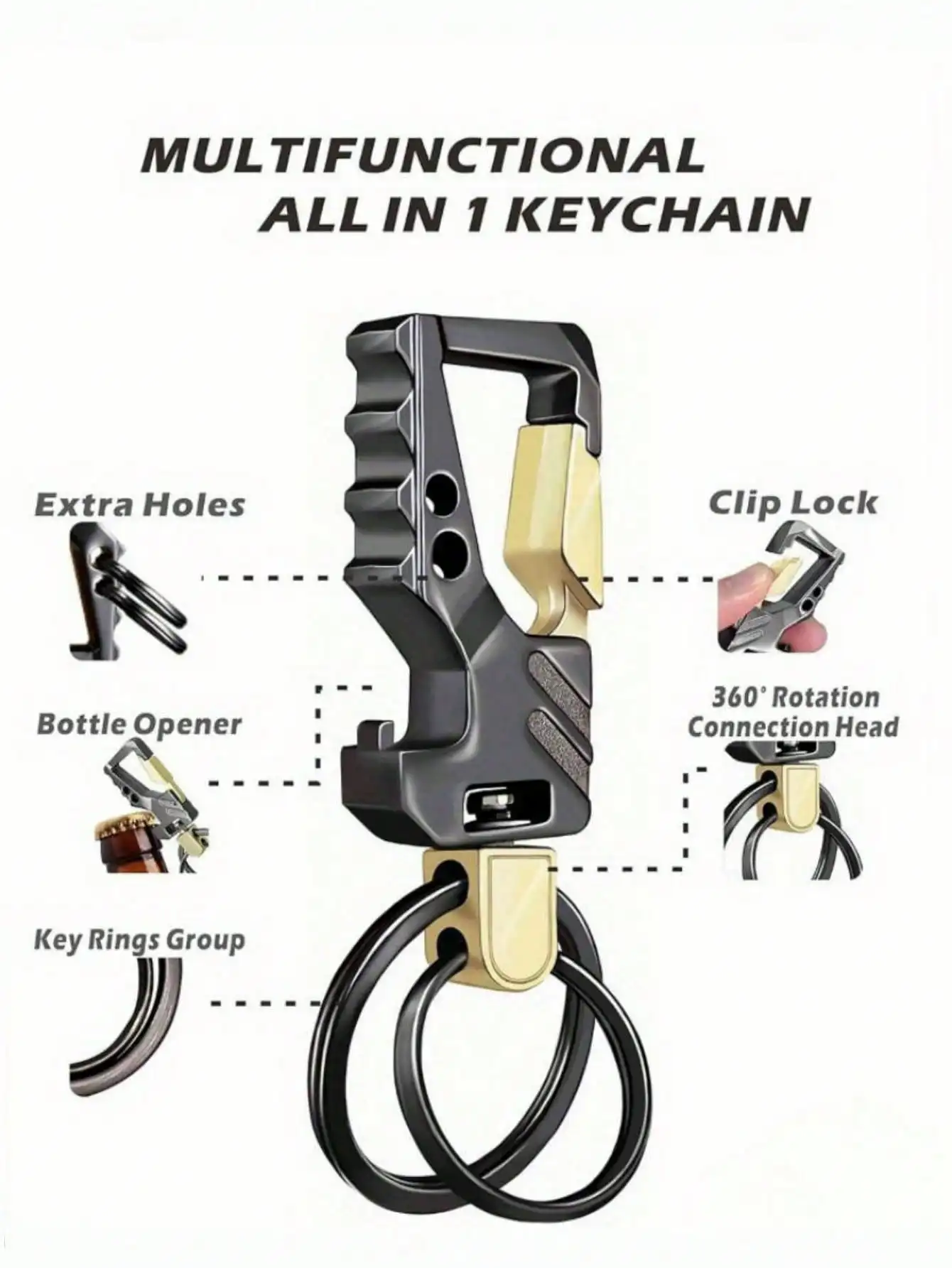 2 Packs Keychain EDC Keychain Keychain Bottle Opener Automatic Car Keychain Tactical Carabiner Keychain With Clip For Men Women Car Accessories Bag Charm School Cute Goth Y2k Christmas Gift Ideas Gifts For Mother, Father, Graduation, And Teacher
