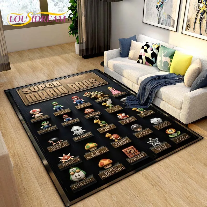 Tapis antidérapant pour salon, chambre, salle de jeux, cuisine, tapis de prière, tapis décoratif, cadeau, Alfombra, motif rétro Pipe Game CARTOON-M-MA-RIOS