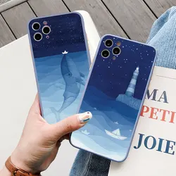 Whale Fish Wave Sea Phone Case for iphone 11 13 14 12 15 16 Pro Max Lighthouse for iphone X XR XS 8 7 Plus SE2 Shockproof Cover