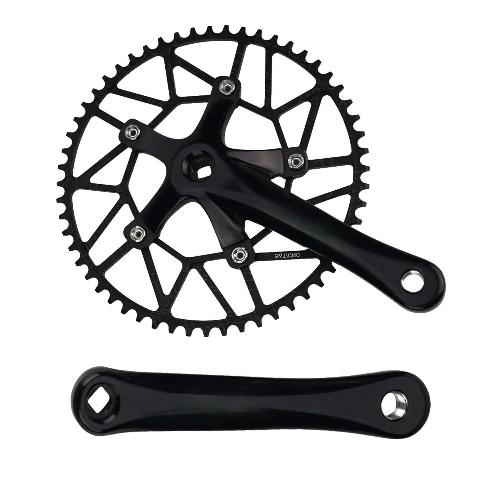 

Folding Bike Crankset Chainring 48-56T 170mm Aluminum Alloy Ultralight Hollow Square Hole Single Speed Crank Bicycle Parts