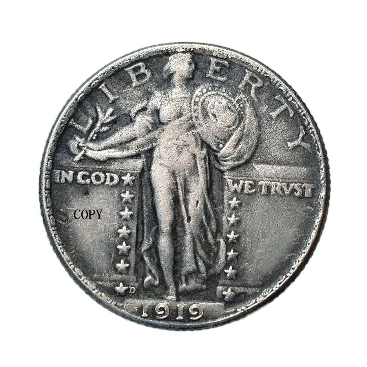 US 1919 D Standing Liberty Quarter Silver Plated Copy Coin