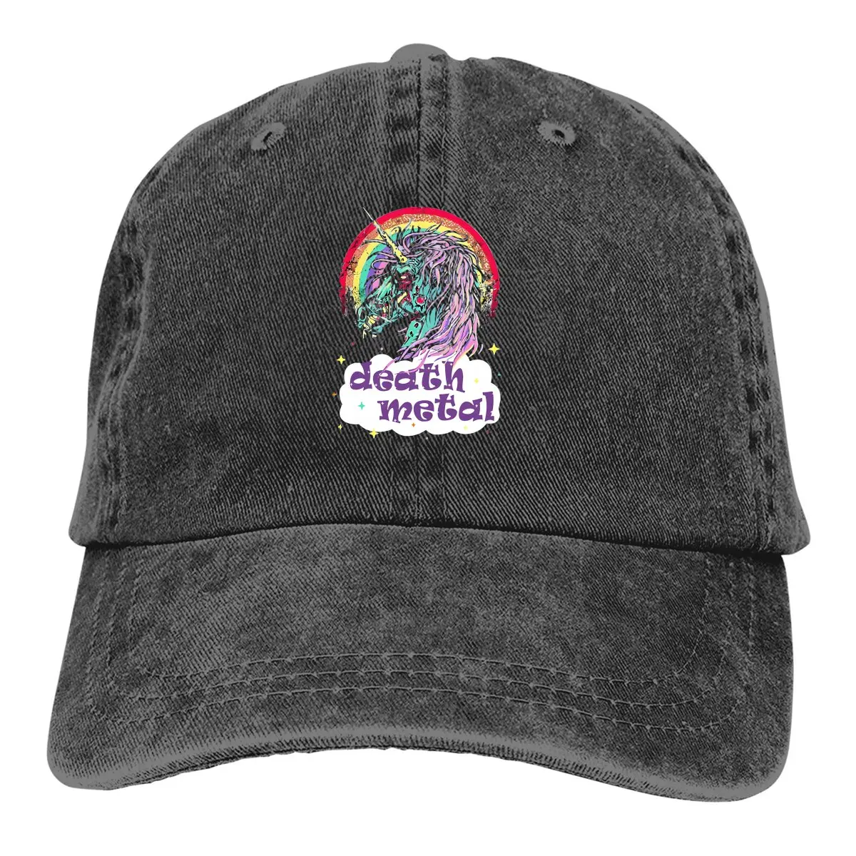 

Cute Unicorn Cartoon Multicolor Hat Peaked Women's Cap Zombie Death Metal Personalized Visor Protection Hats