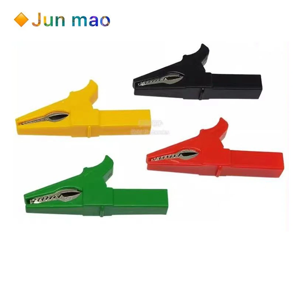 2pcs 32A pure copper 10MM fully enclosed 55mm crocodile clip safety clip tail hole 4mm banana socket resistant to high voltage