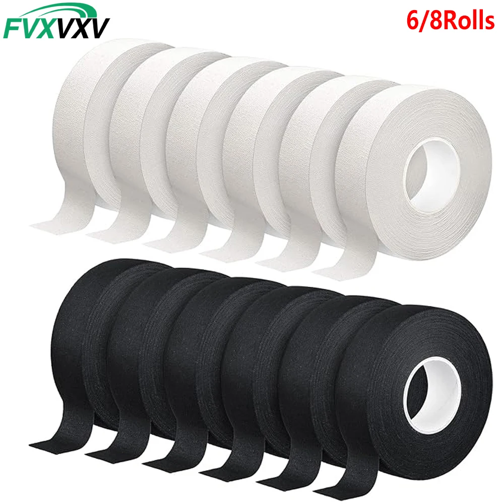 Cinta de hockey de 6/8 rollos, cinta adhesiva fuerte, cinta de tela multiusos de 2.5cm x 25m cada rollo, cinta para palos de hockey para deportes