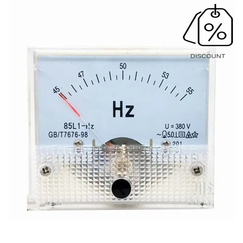85L1-HZ Square Pointer Type AC 380V Analog Panel Frequency Meter Tester Gauge Hertz Indicator 45-55Hz 65X65mm-Y48A