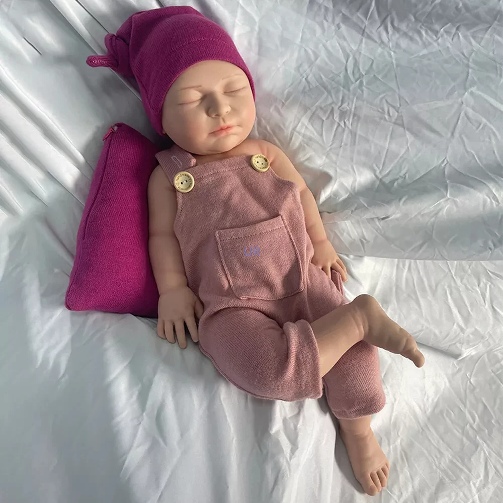 Sleeping 22" Reborn Doll Girl Lifelike Open Mouth Reborn Baby Doll Weighted 6Lbs 3D Painted Skin Newborn For Kids Christmas Gift