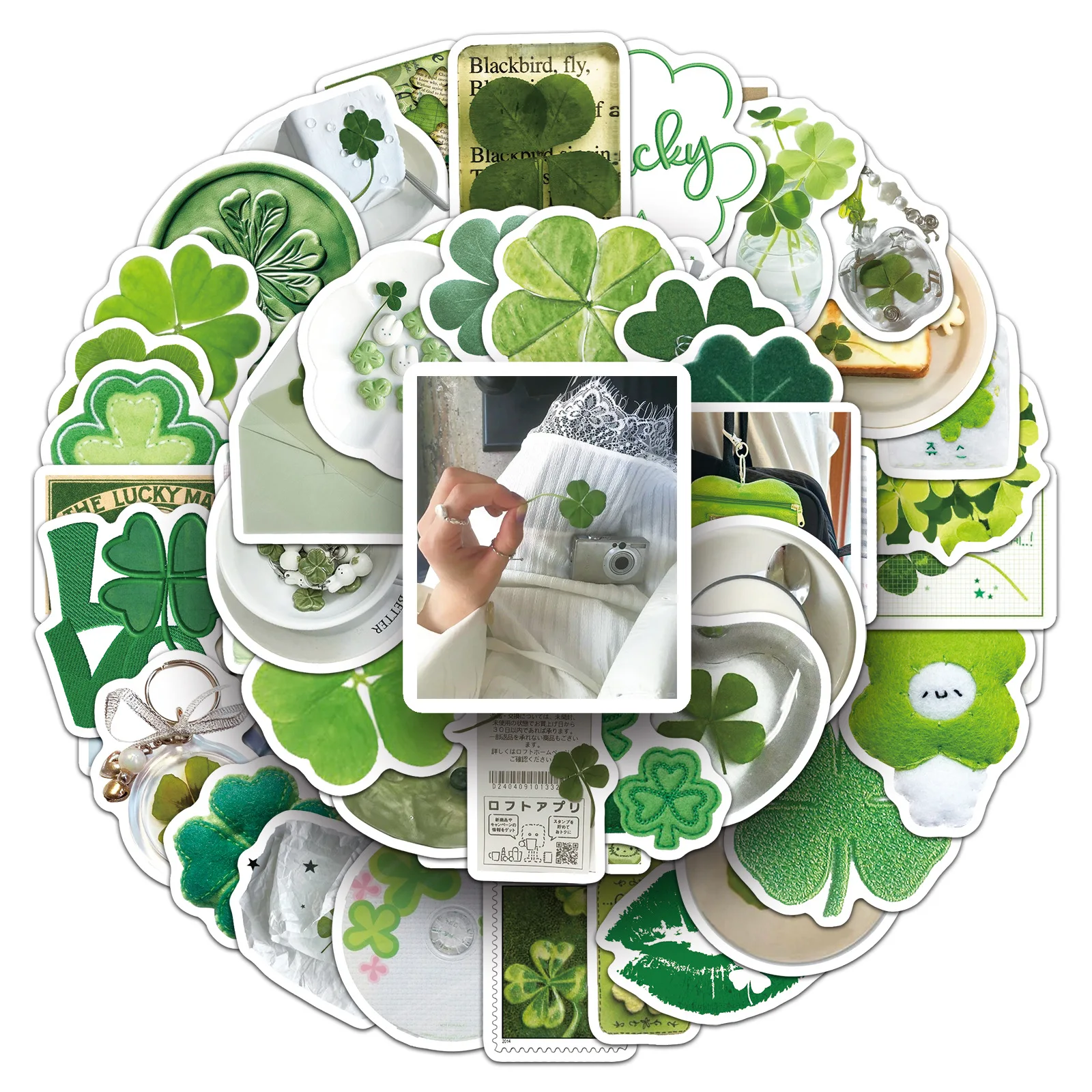 

10/30/50PCS INS Green Four Leaf Clover‌ INS Style Stickers Cartoon Decorative Pencil Box Helmet Scooter Doodle Decal Kids Toy