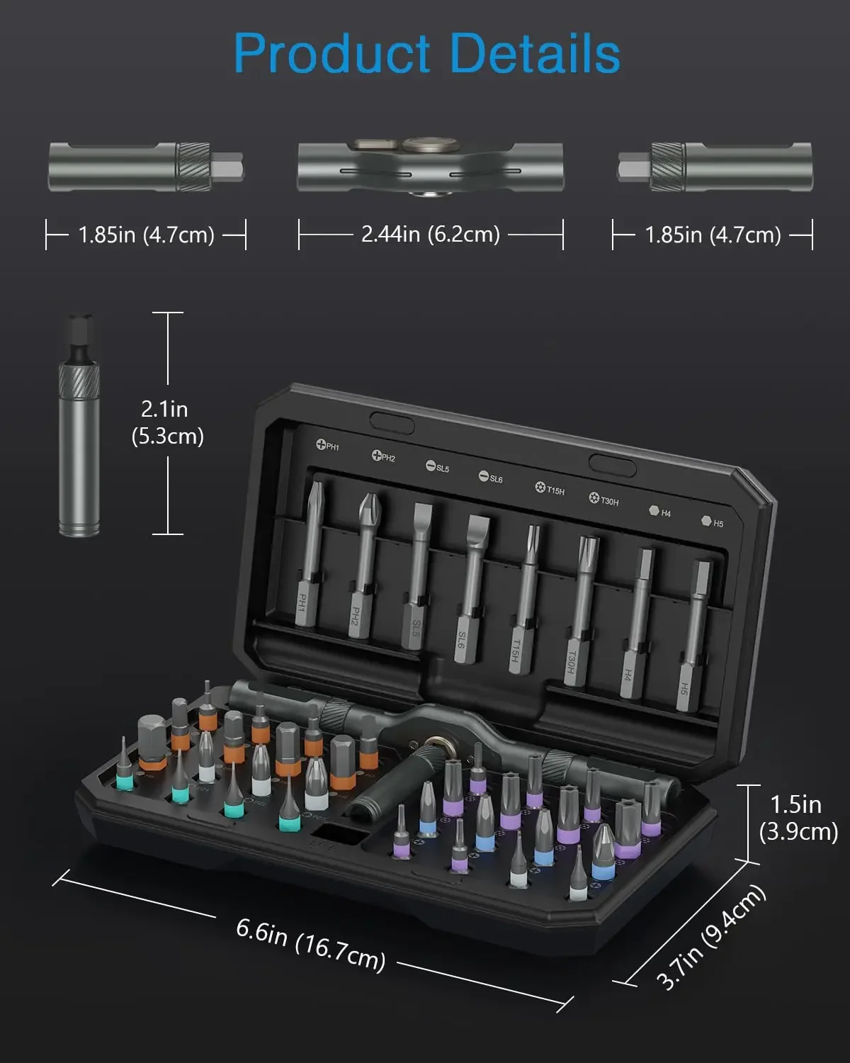 

All in one 42 in 1 ratchet screwdriver set, 40 magnetic drill bits rotatable ratchet handle multifunctional screwdriver set