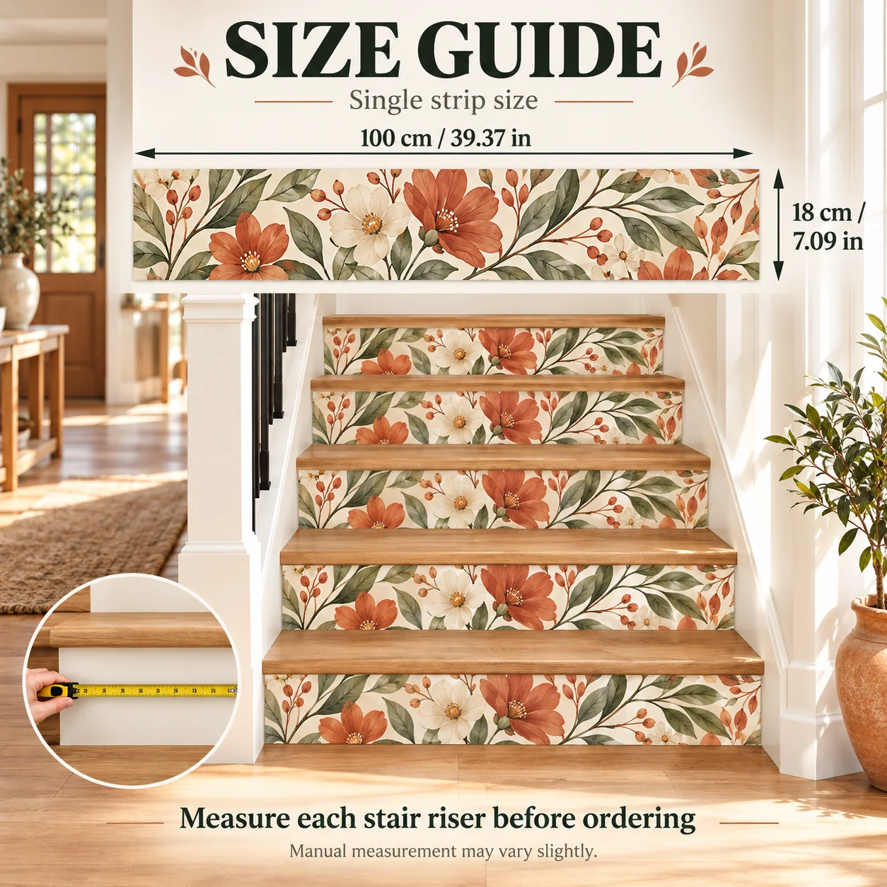 Custom Stair Riser Stickers Personalized PP Peel and Stick Staircase Decals with Your Photo Text for Home Living Room Loft Decor