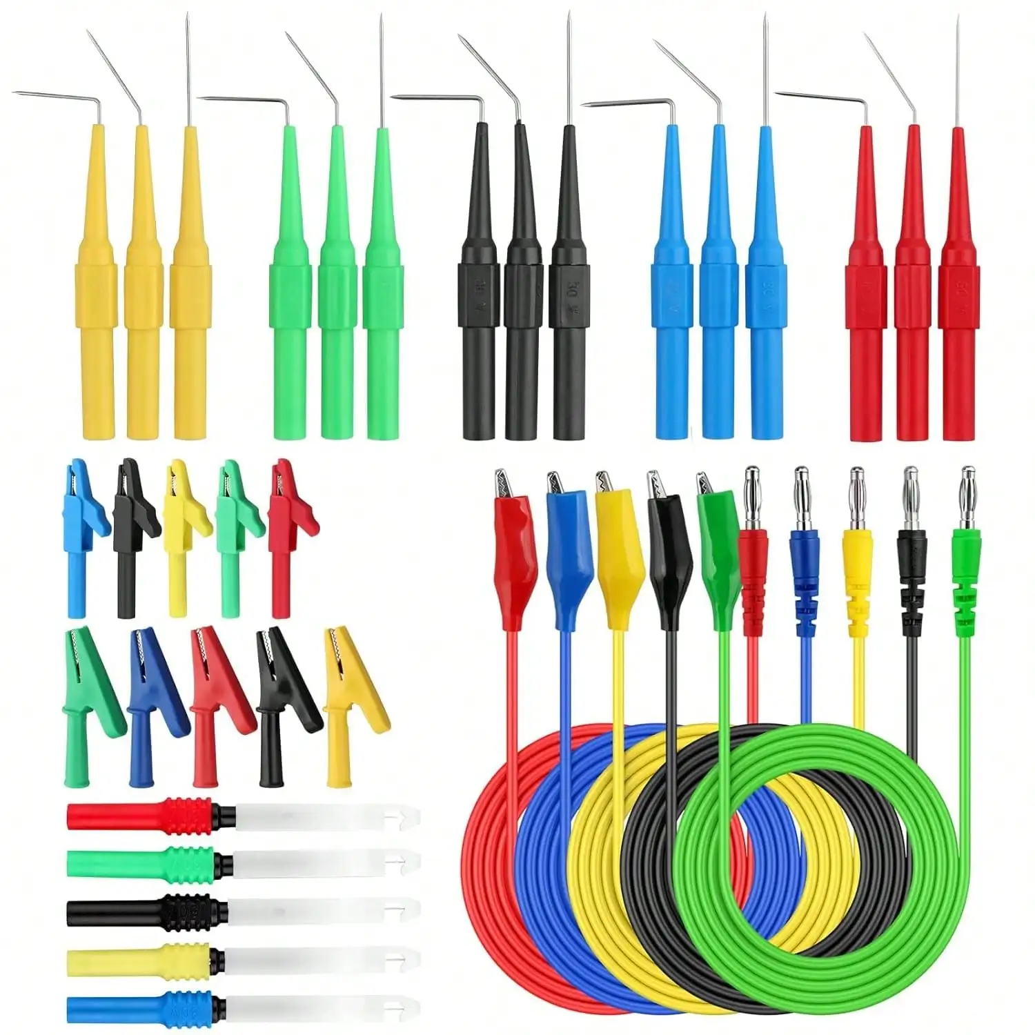 35Pcs Back Probe Kit Automotive Test Leads Set Including 5 Large Alligator Clips 5 Wire Piercing Probes for Electronics Testing