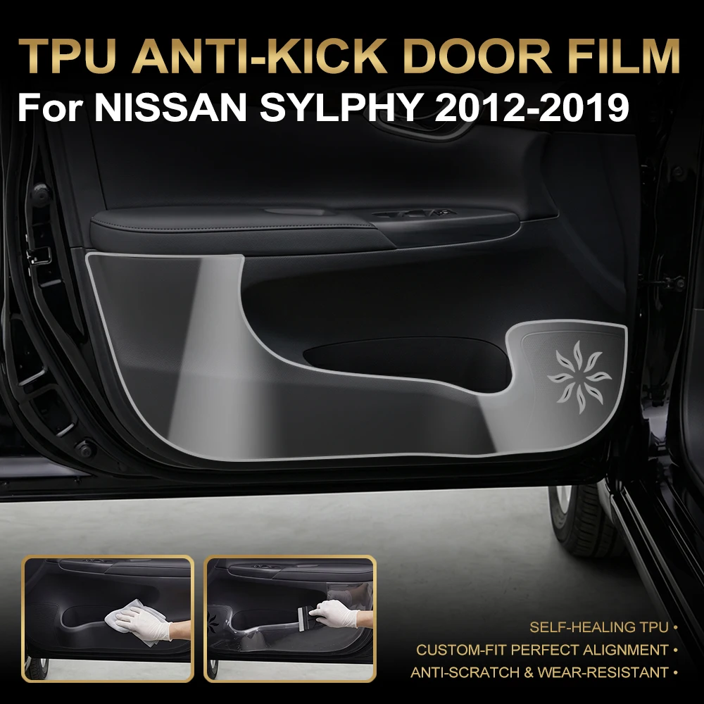 

For Nissan Sylphy B17 2012-2019 TPU Car Door Anti Kick Pad Inner Side Edge Film Front and Rear Door Side Panel Protection Pad