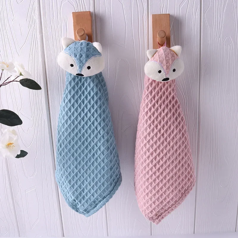 Cartoon Fox Baby Hand Towel Soft Cotton Kids Bath Wipe Hanging Towels For Baby Girl Boy Infant Children Bathroom Towel