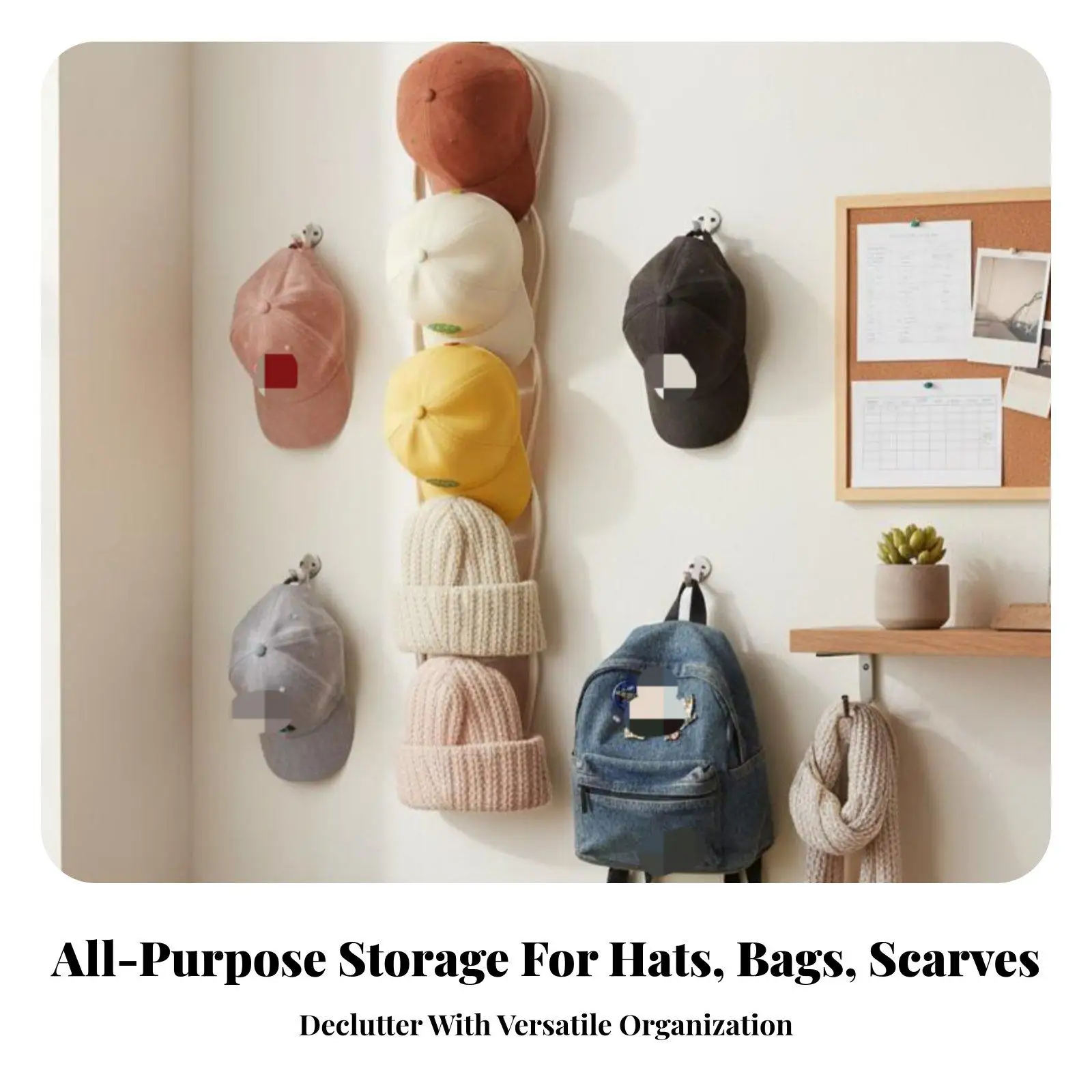 Hanging Cap Rack Iron Interlocking Loop Design for Door Wall Hat Organizer for Wool Hats Bags Accessories Dorm Closet